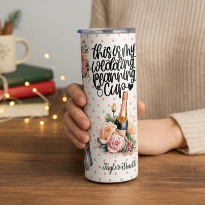 Personalized 20oz skinny tumbler – Personalized | lifestyle scene | custom name available, dishwasher safe, double-wall