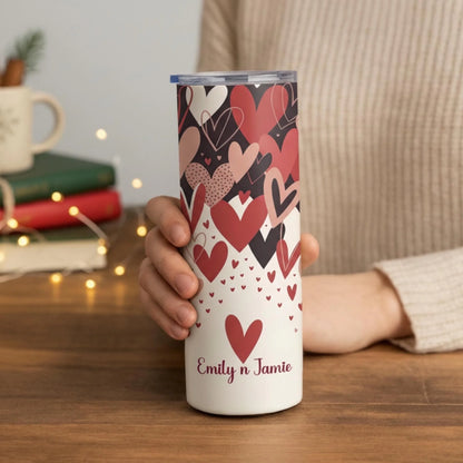 Personalized 20oz skinny tumbler – Personalized | lifestyle scene | custom name available, dishwasher safe, double-wall