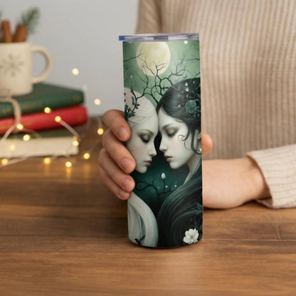 Personalized 20oz skinny tumbler – Personalized | lifestyle scene | custom name available, dishwasher safe, double-wall