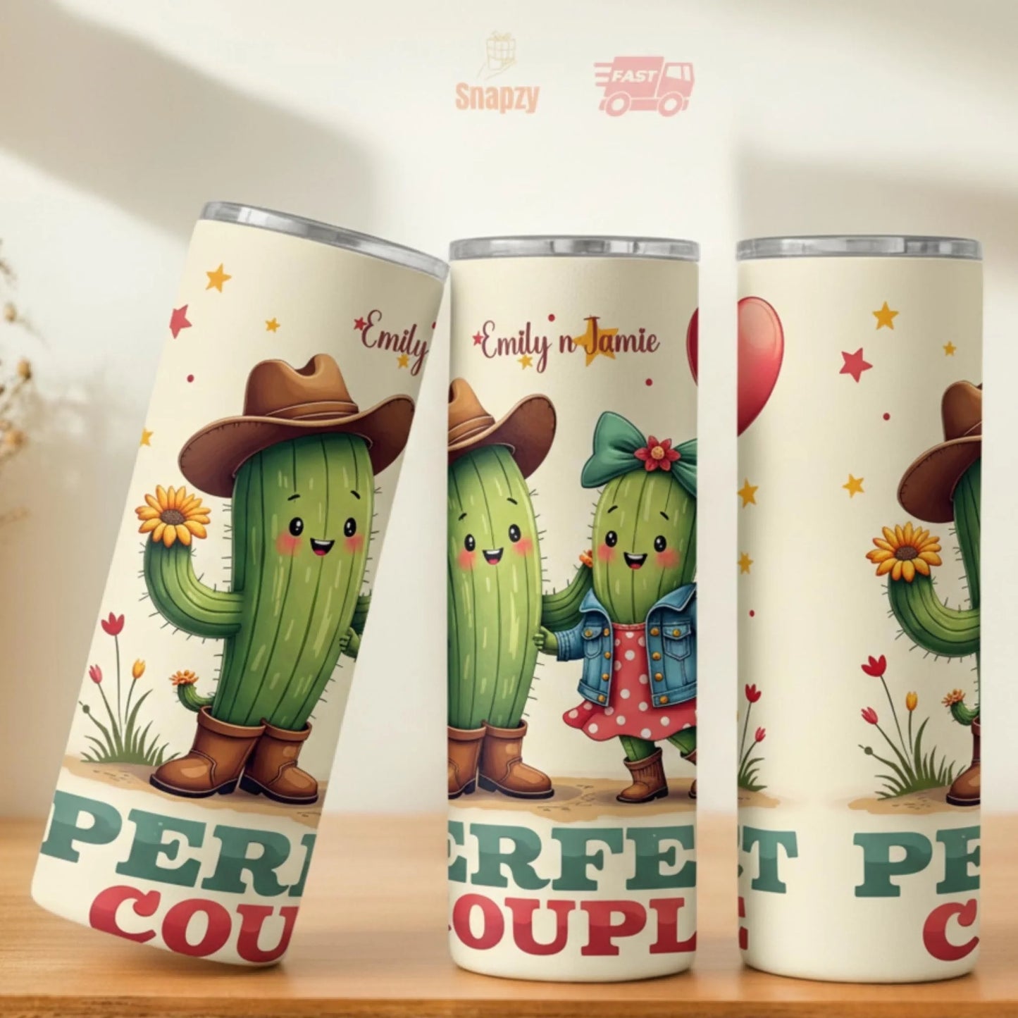 Personalized 20oz skinny tumbler – Personalized | lifestyle scene | custom name available, dishwasher safe, double-wall