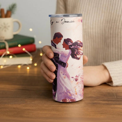Personalized 20oz skinny tumbler – Personalized | lifestyle scene | custom name available, dishwasher safe, double-wall
