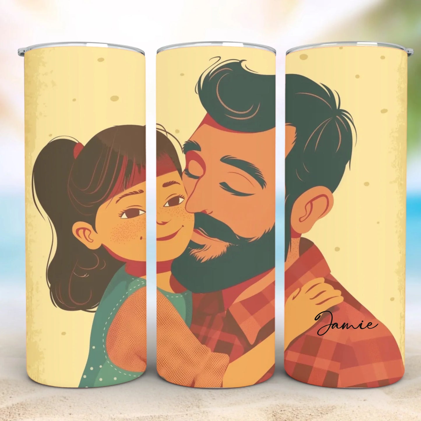 Personalized 20oz skinny tumbler – Personalized | lifestyle scene | custom name available, dishwasher safe, double-wall