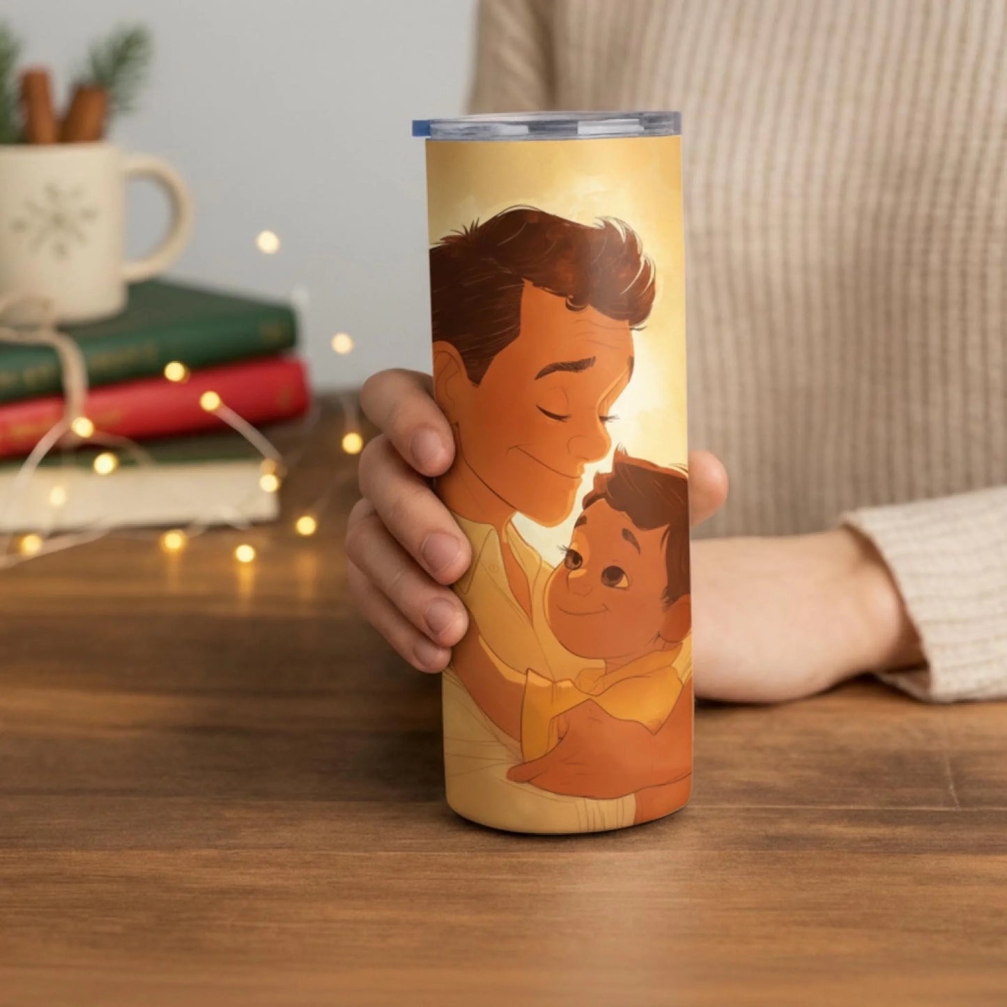 Personalized 20oz skinny tumbler – Personalized | lifestyle scene | custom name available, dishwasher safe, double-wall