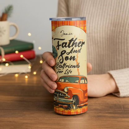 Personalized 20oz skinny tumbler – Personalized | lifestyle scene | custom name available, dishwasher safe, double-wall