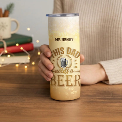 Personalized 20oz skinny tumbler – Personalized | lifestyle scene | custom name available, dishwasher safe, double-wall