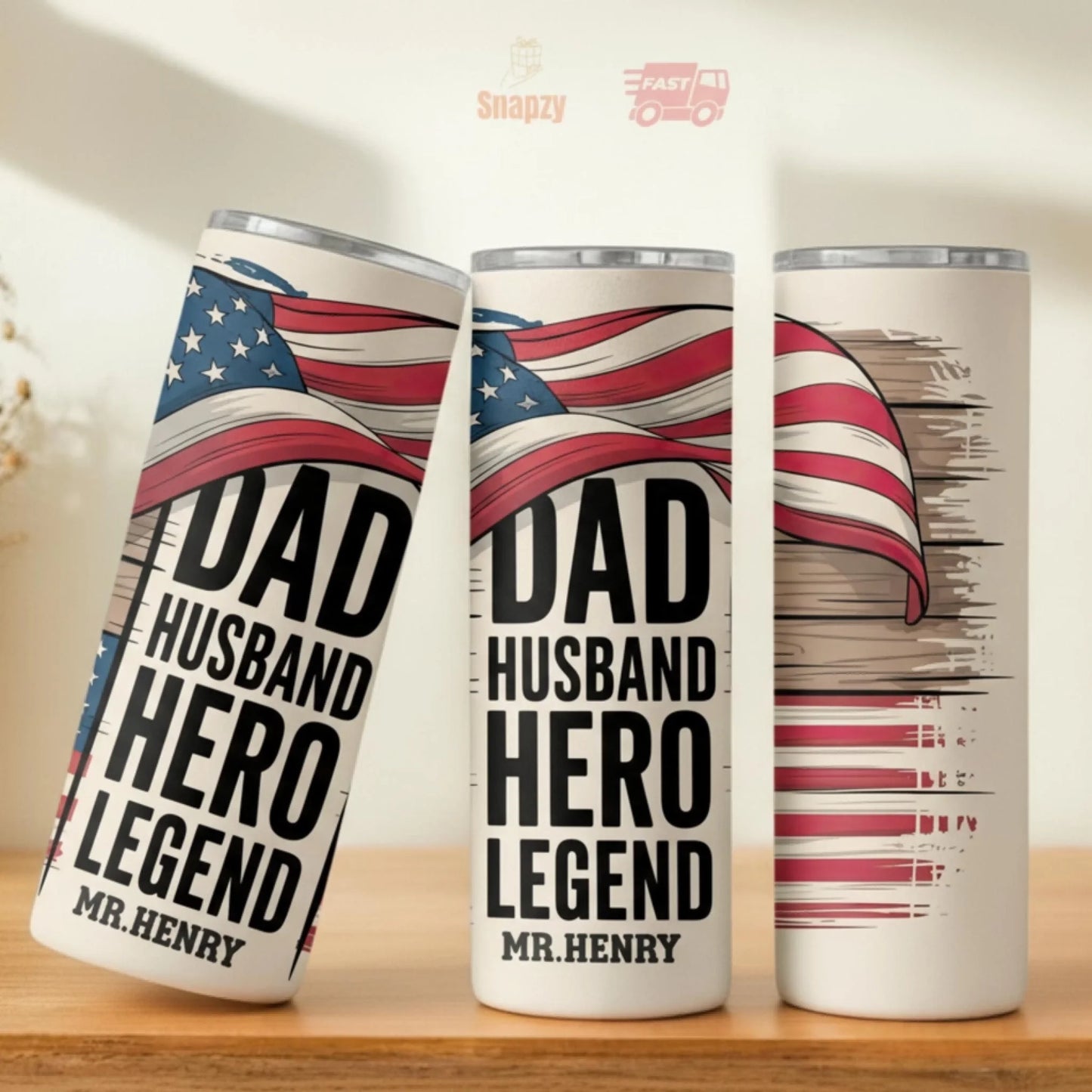 Personalized 20oz skinny tumbler – Personalized | lifestyle scene | custom name available, dishwasher safe, double-wall