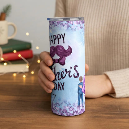 Personalized 20oz skinny tumbler – Personalized | lifestyle scene | custom name available, dishwasher safe, double-wall