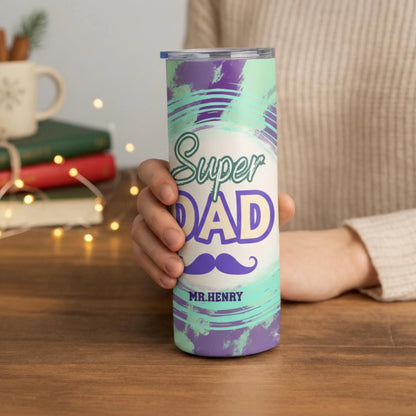 Personalized 20oz skinny tumbler – Personalized | lifestyle scene | custom name available, dishwasher safe, double-wall