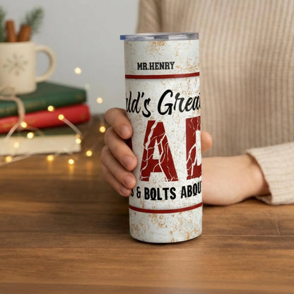 Personalized 20oz skinny tumbler – Personalized | lifestyle scene | custom name available, dishwasher safe, double-wall