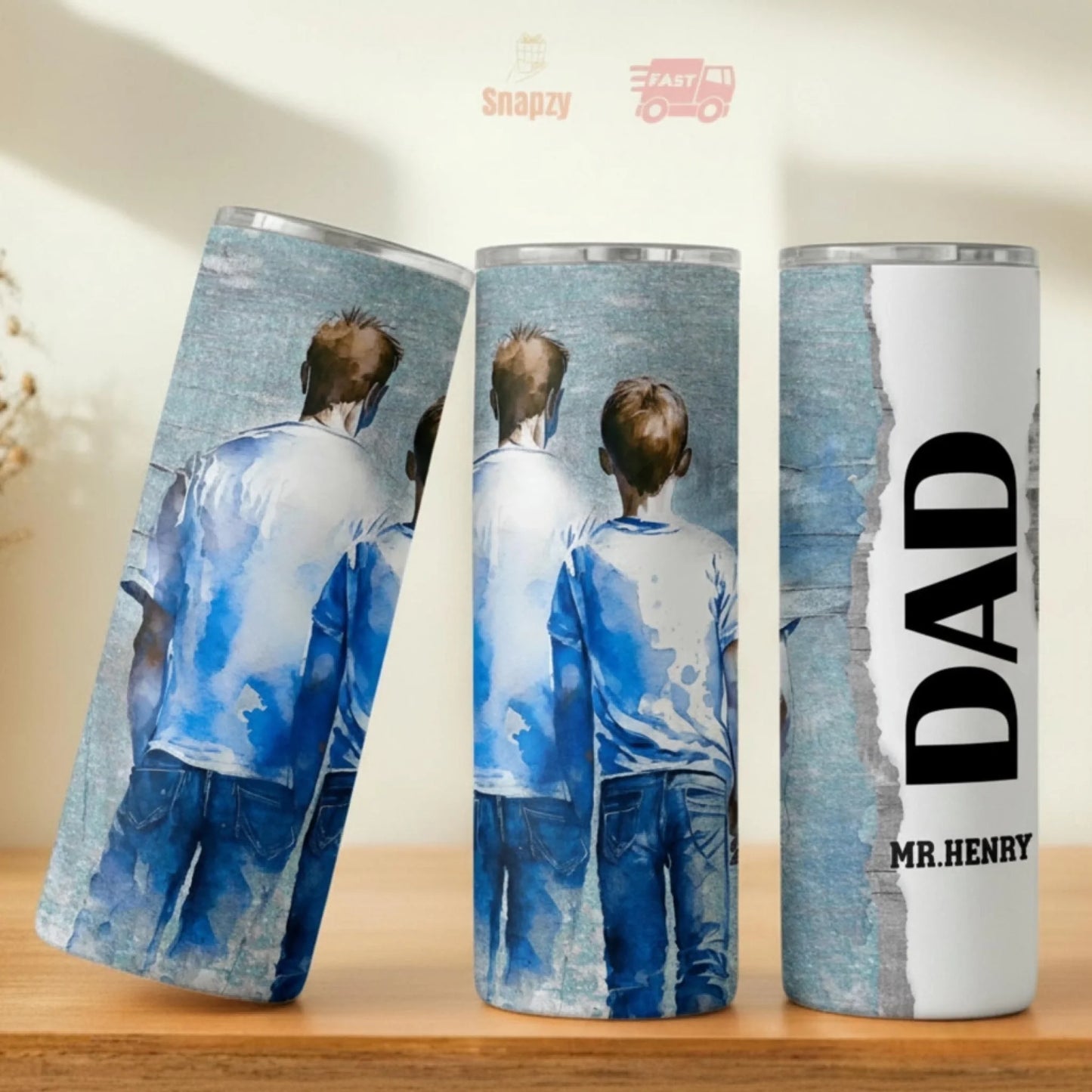 Personalized 20oz skinny tumbler – Personalized | lifestyle scene | custom name available, dishwasher safe, double-wall