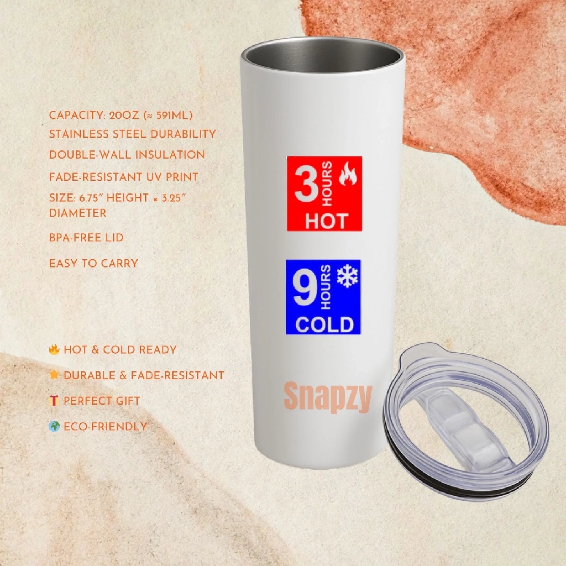 Personalized 20oz skinny tumbler – Personalized | detail view | custom name available, dishwasher safe, double-wall stai