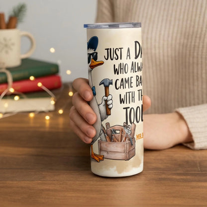 Personalized 20oz skinny tumbler – Personalized | lifestyle scene | custom name available, dishwasher safe, double-wall