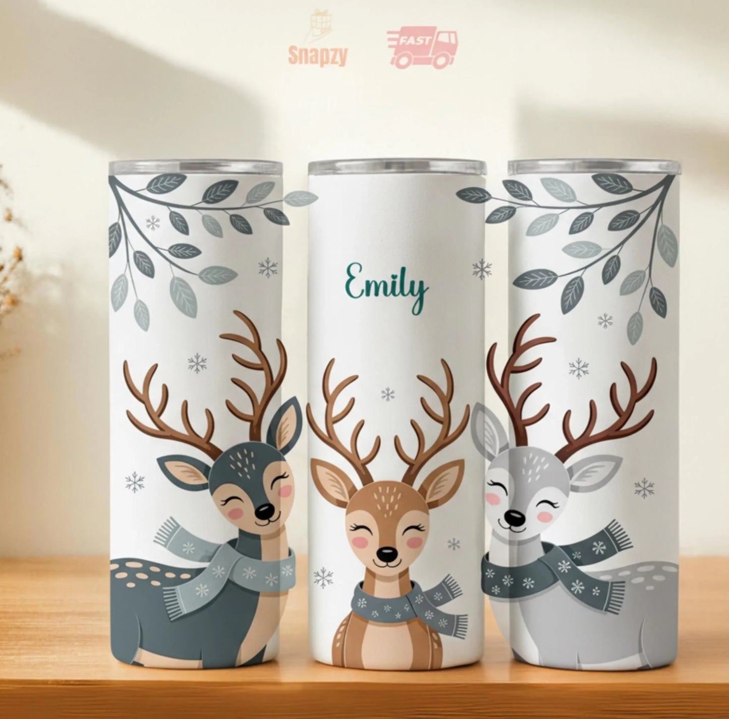 Personalized 20oz skinny tumbler – Christmas | hero view | custom name available, dishwasher safe, double-wall stainless