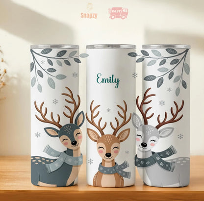 Personalized 20oz skinny tumbler – Christmas | hero view | custom name available, dishwasher safe, double-wall stainless