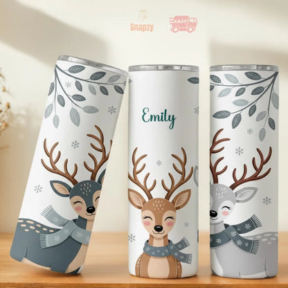 Personalized 20oz skinny tumbler – Christmas | personalization example | custom name available, dishwasher safe, double-