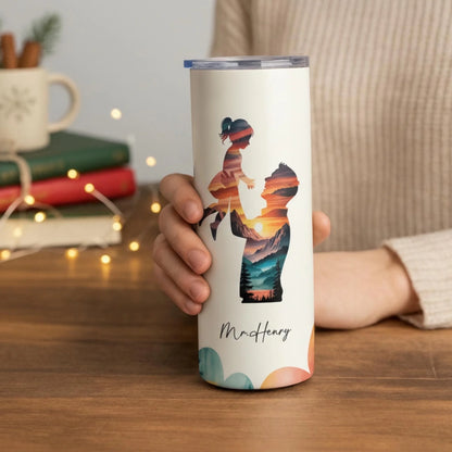 Personalized 20oz skinny tumbler – Personalized | lifestyle scene | custom name available, dishwasher safe, double-wall