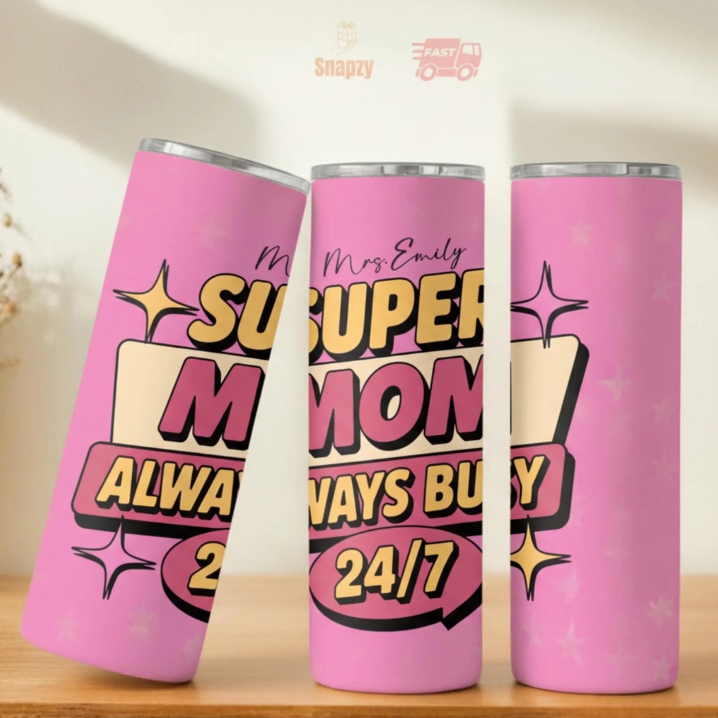 Personalized 20oz skinny tumbler – Personalized | lifestyle scene | custom name available, dishwasher safe, double-wall