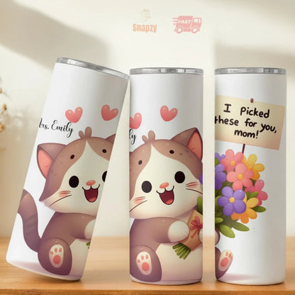 Personalized 20oz skinny tumbler – Personalized | lifestyle scene | custom name available, dishwasher safe, double-wall