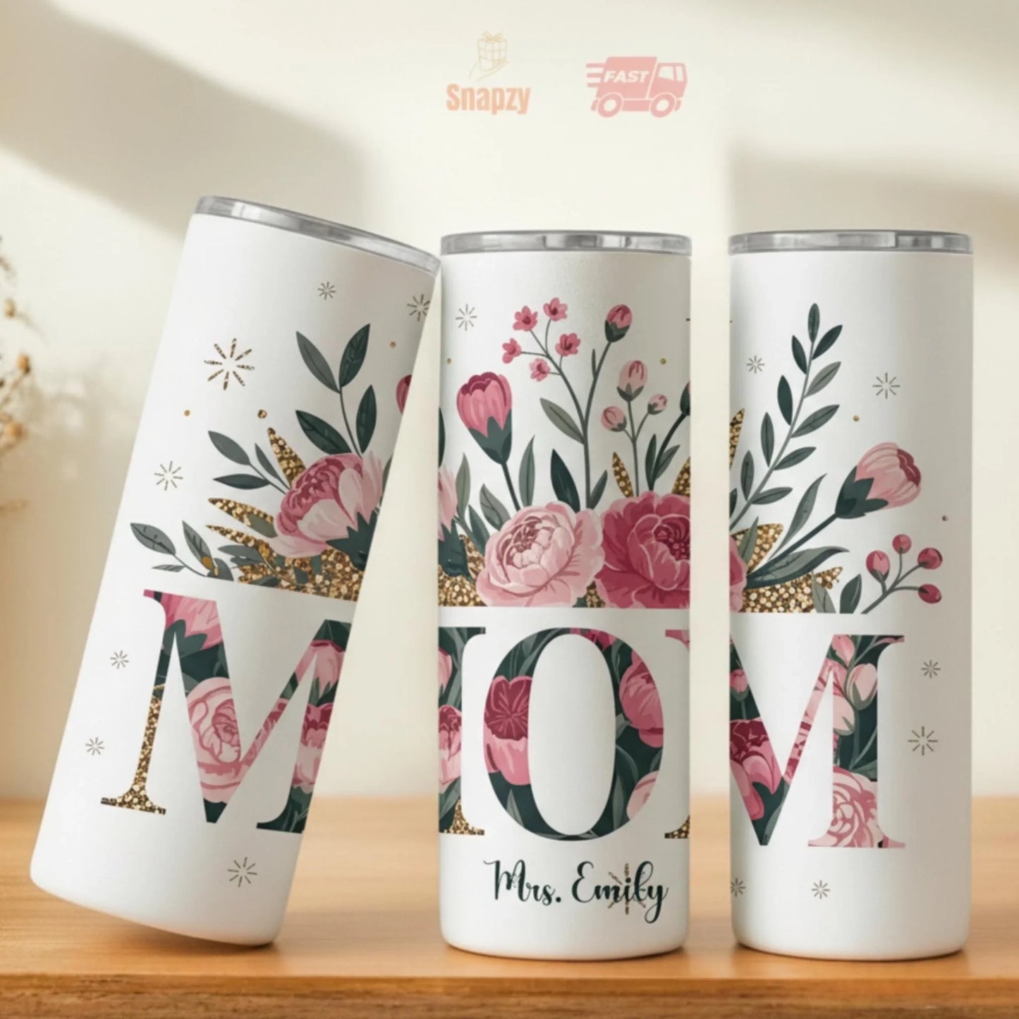 Personalized 20oz skinny tumbler – Personalized | lifestyle scene | custom name available, dishwasher safe, double-wall