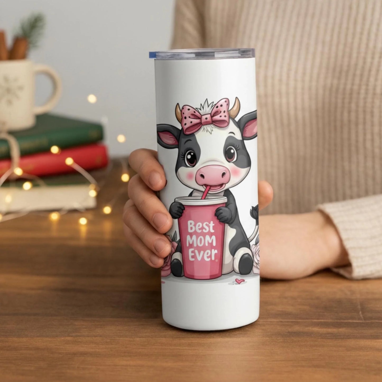 Personalized 20oz skinny tumbler – Personalized | lifestyle scene | custom name available, dishwasher safe, double-wall