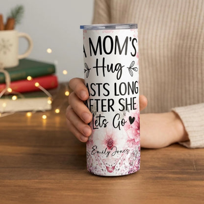 Personalized 20oz skinny tumbler – Personalized | lifestyle scene | custom name available, dishwasher safe, double-wall