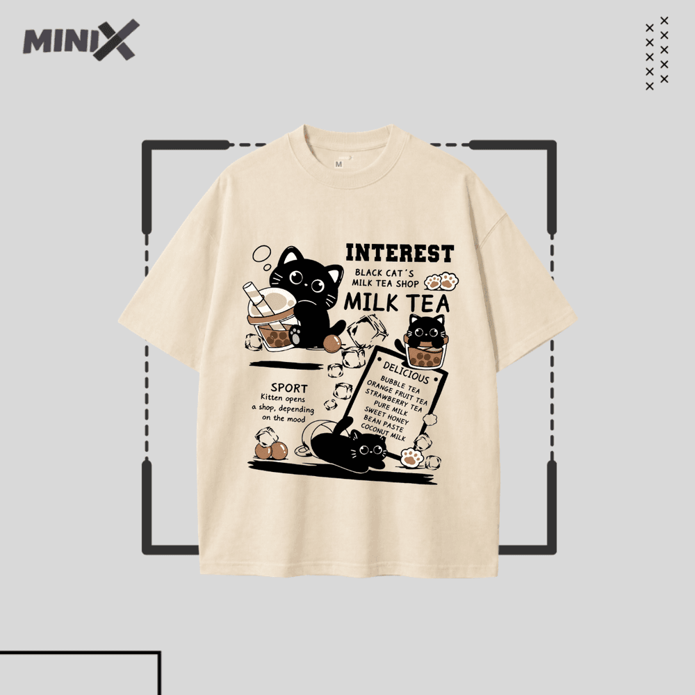 Black Cat's Milk Tea Shop Minix 1 Front Side - Premium PET Print Mockup
