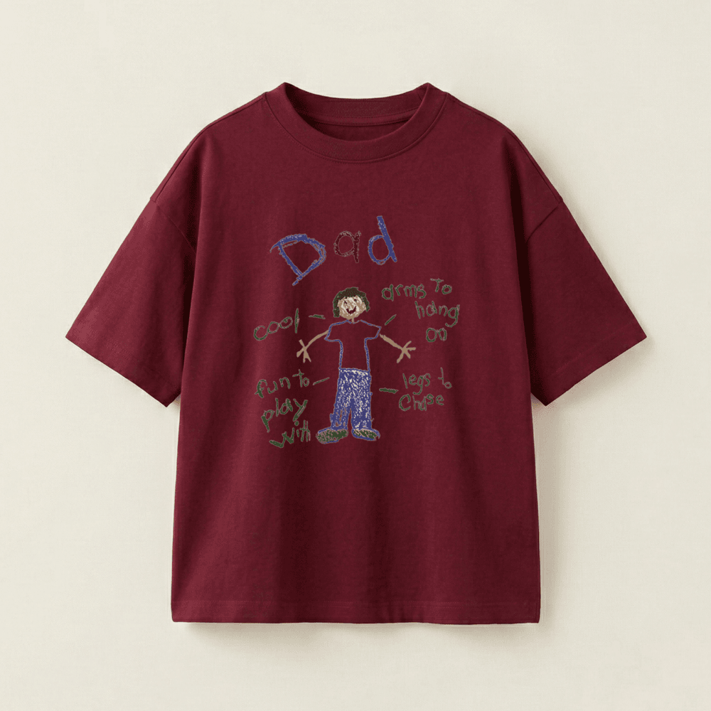 A Tale Of Dad Oversized Heavyweight Tee - Burgundy - S