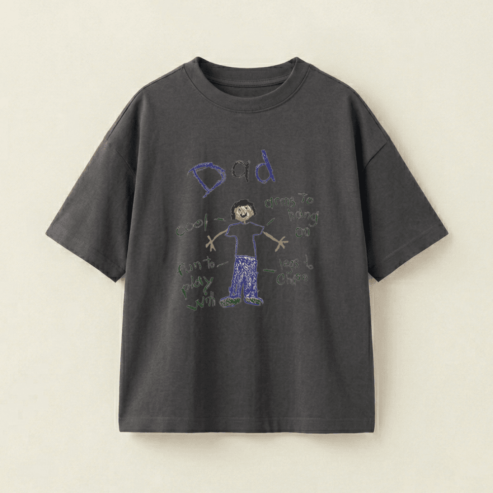 A Tale Of Dad Oversized Heavyweight Tee - Charcoal Grey - S