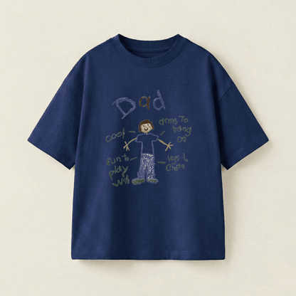 A Tale Of Dad Oversized Heavyweight Tee - Navy - S