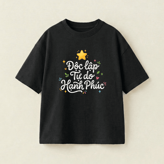 Independence Freedom Happiness Oversized Heavyweight Tee - Premium PET Print Mockup