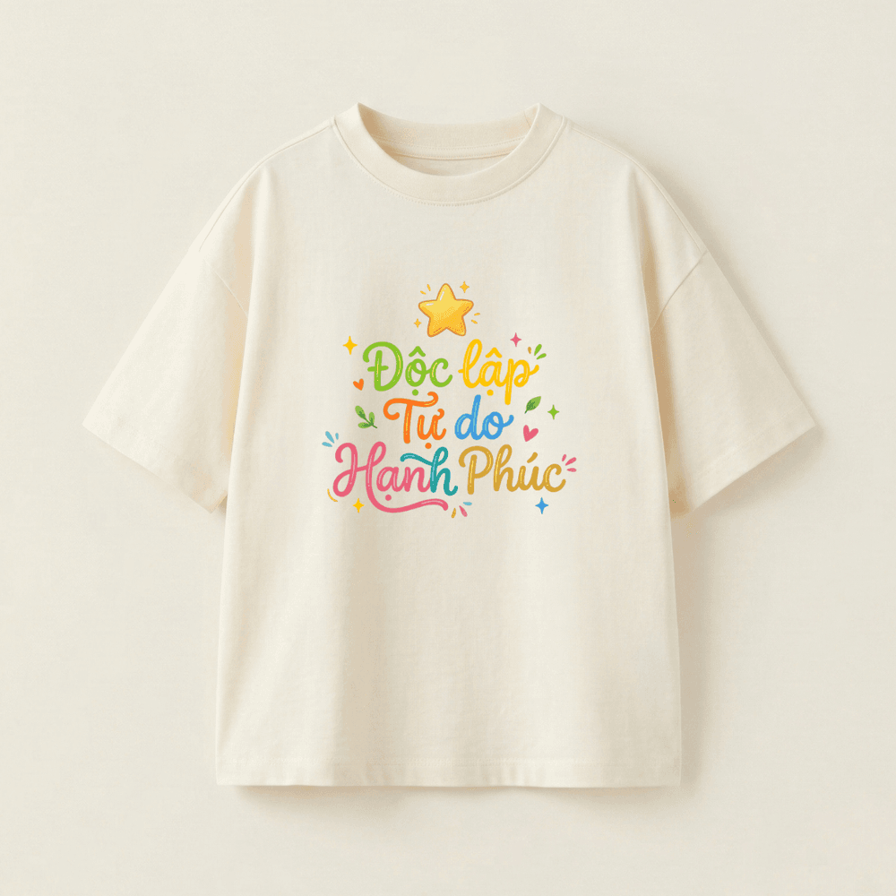 Independence, Freedom, Happiness Oversized Heavyweight Tee - Premium PET Print Mockup