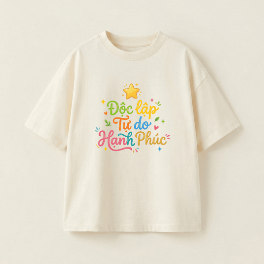 Independence, Freedom, Happiness Oversized Heavyweight Tee - Premium PET Print Mockup