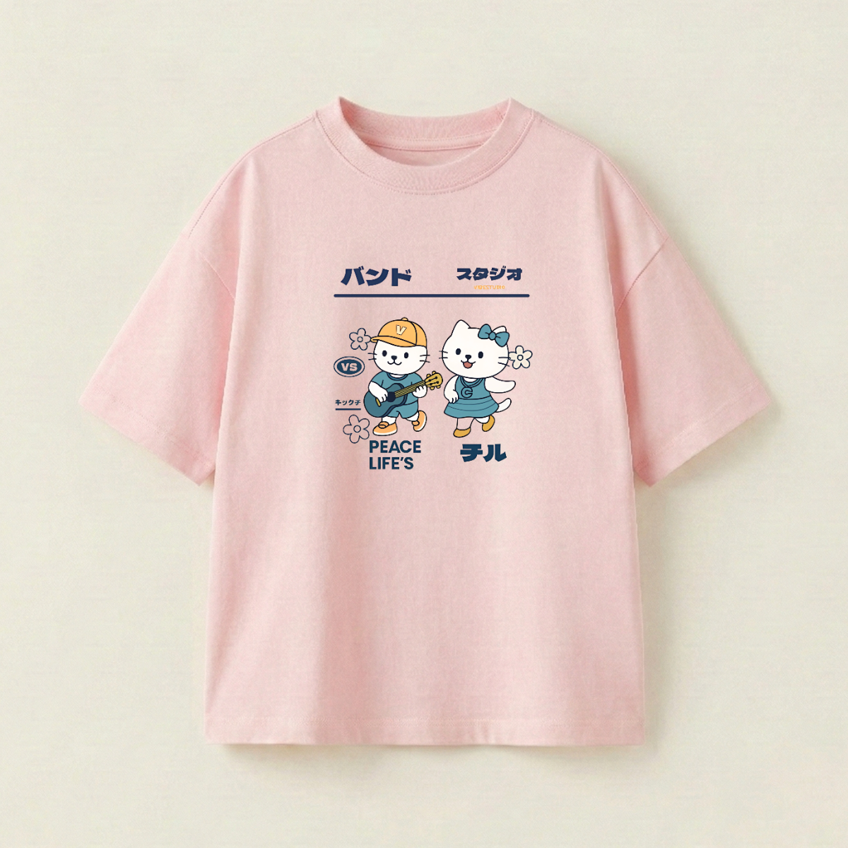 Cute Duo Oversized Heavyweight Tee - Strawberry Pink - XL