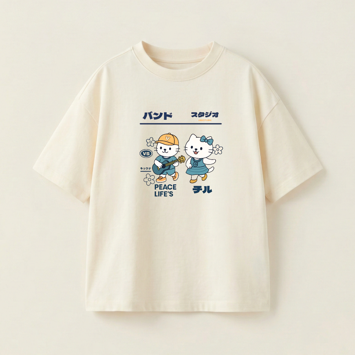 Cute Duo Oversized Heavyweight Tee - Premium PET Print Mockup