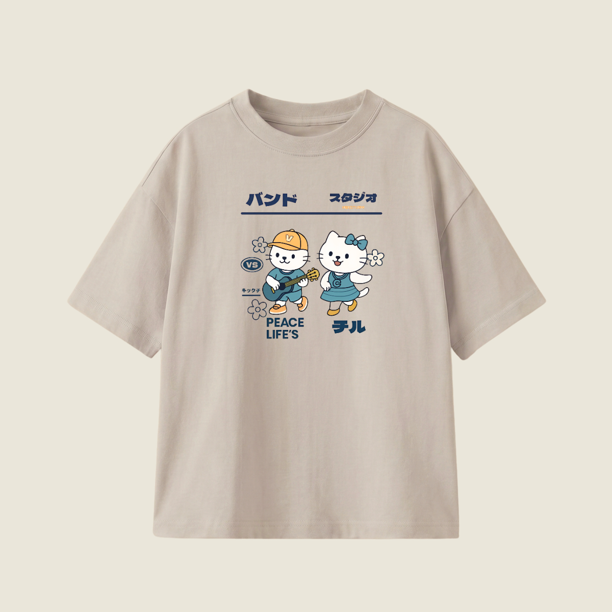 Cute Duo Oversized Heavyweight Tee - Smoke Grey - M