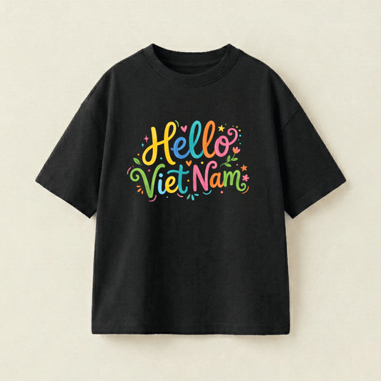 Hello Viet Nam Oversized Heavyweight Tee - Premium PET Print Mockup