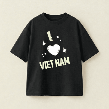 I Love Viet Nam Oversized Heavyweight Tee - Premium PET Print Mockup