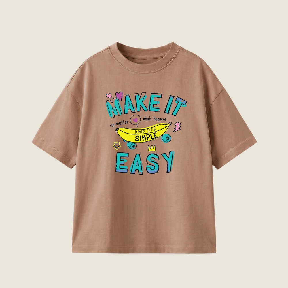 Make It Easy Oversized Heavyweight Tee - Cocoa - M
