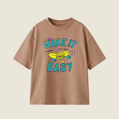 Make It Easy Oversized Heavyweight Tee - Cocoa - XXL