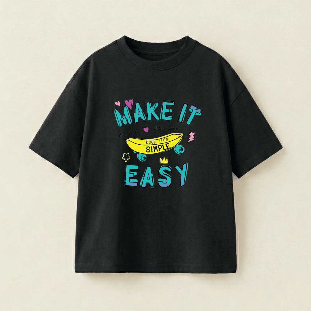Make It Easy Oversized Heavyweight Tee - Premium PET Print Mockup