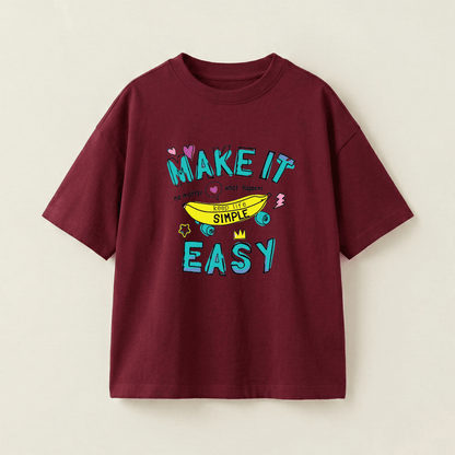 Make It Easy Oversized Heavyweight Tee - Burgundy - S