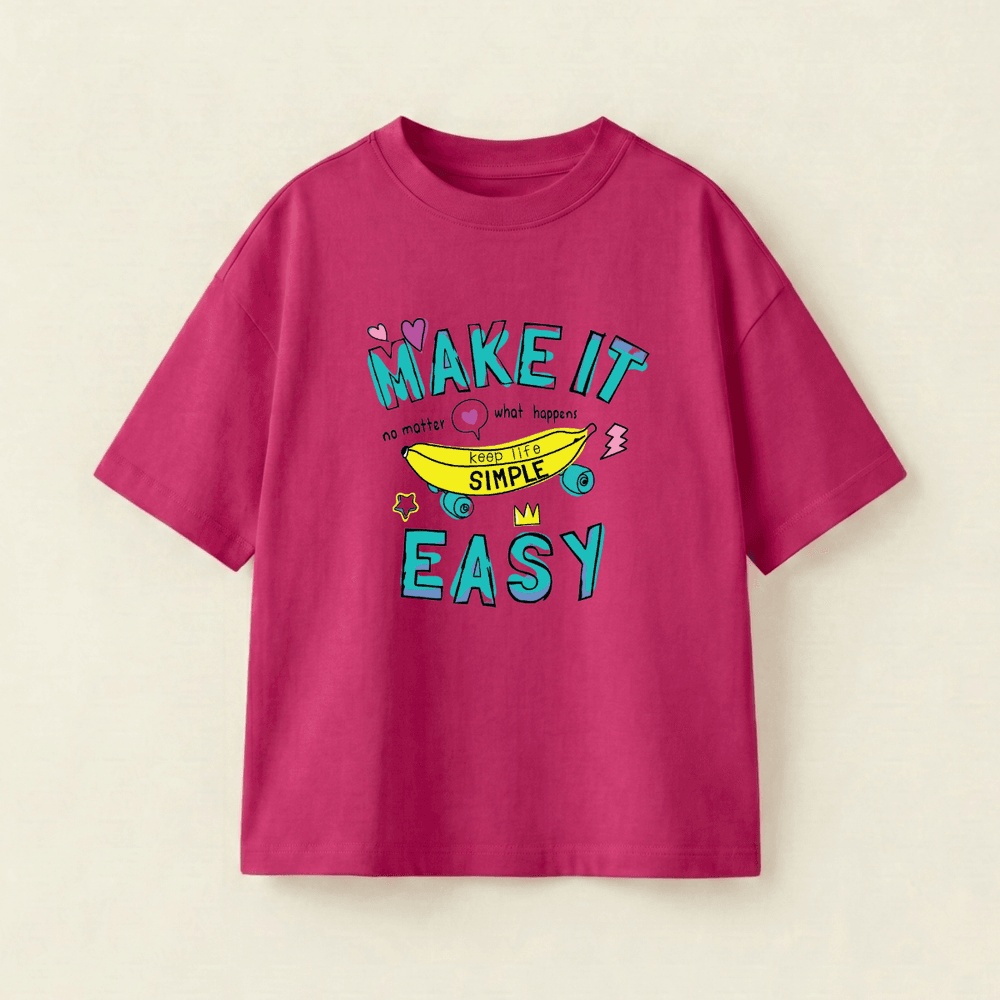 Make It Easy Oversized Heavyweight Tee - Magenta - XL