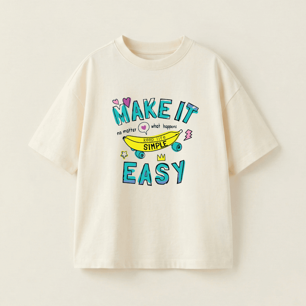 Make It Easy Oversized Heavyweight Tee - Cream - S