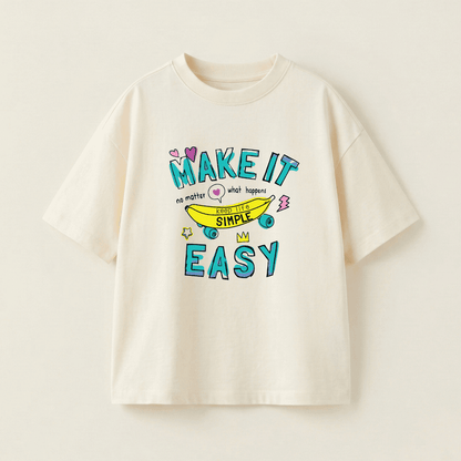 Make It Easy Oversized Heavyweight Tee - Cream - S