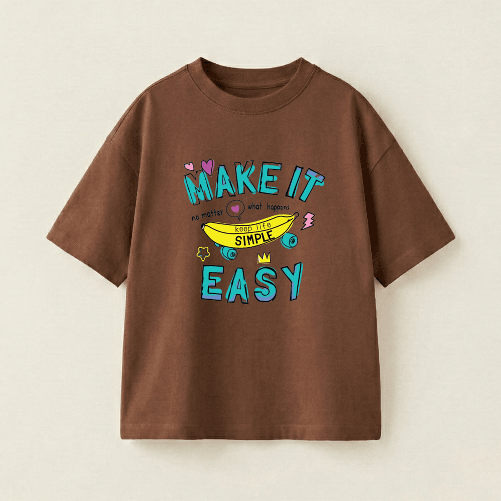 Make It Easy Oversized Heavyweight Tee - Brown - XXL