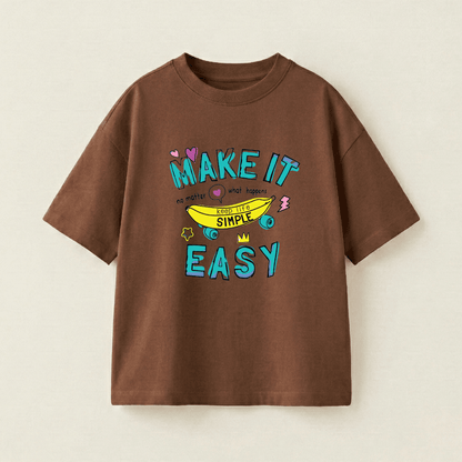 Make It Easy Oversized Heavyweight Tee - Brown - S