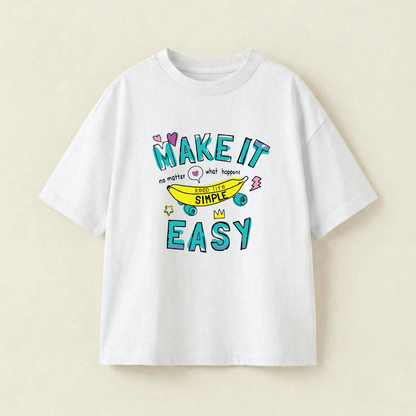 Make It Easy Oversized Heavyweight Tee - White - XL