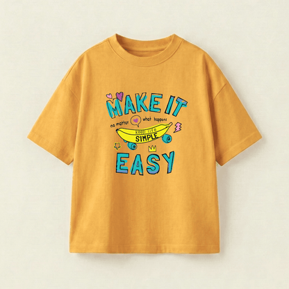 Make It Easy Oversized Heavyweight Tee - Mustard Yellow - S