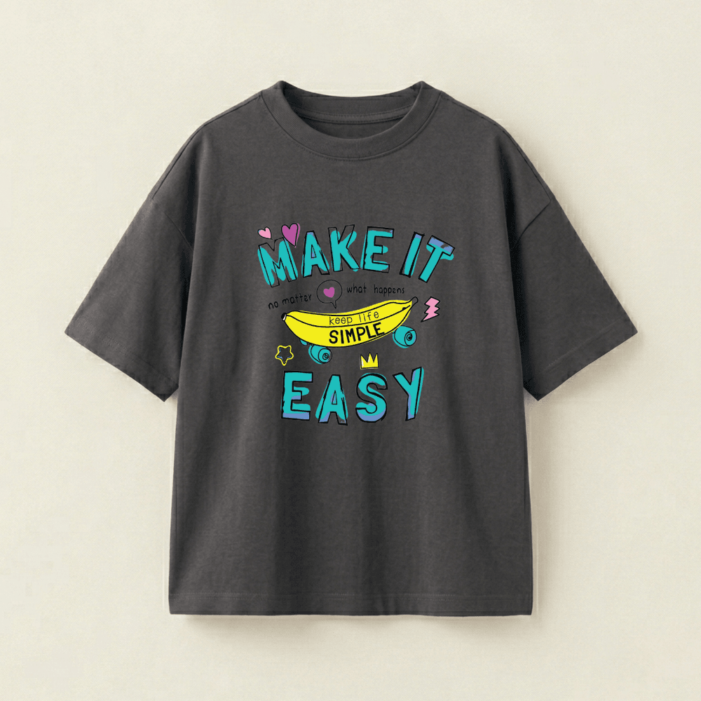 Make It Easy Oversized Heavyweight Tee - Charcoal Grey - M