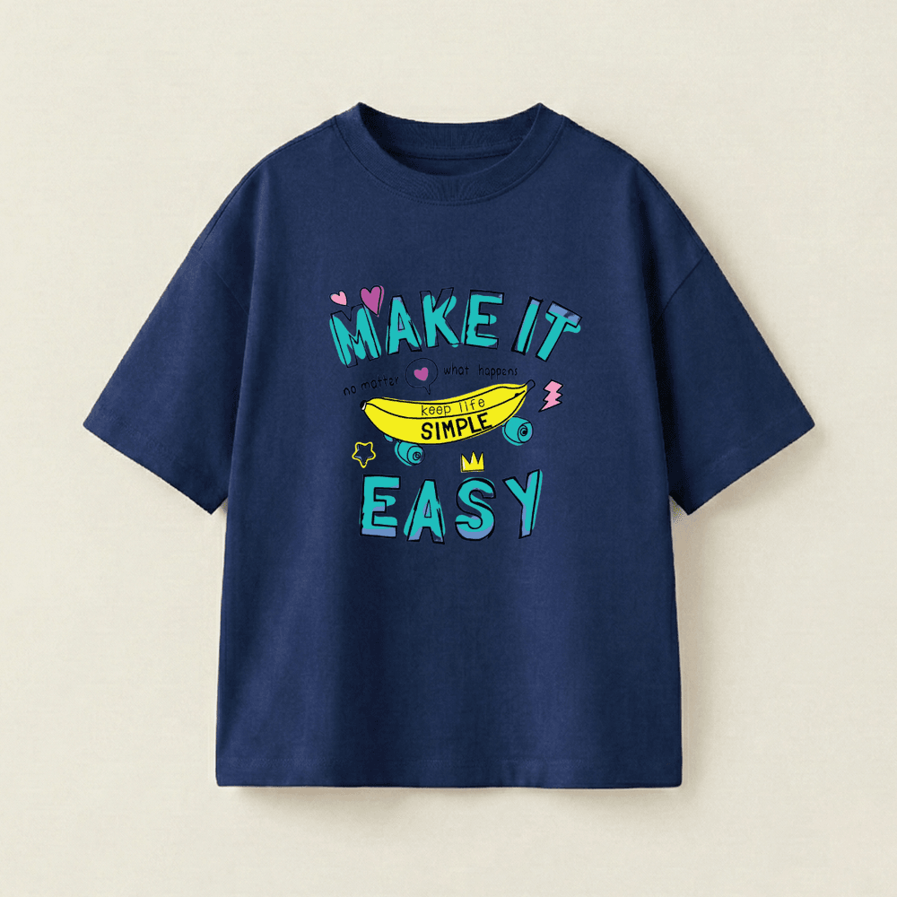 Make It Easy Oversized Heavyweight Tee - Navy - S